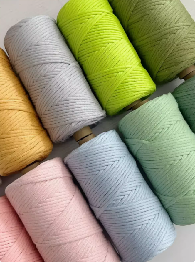 3mm 4mm Single Twisted Macrame Cord Recycled Cotton