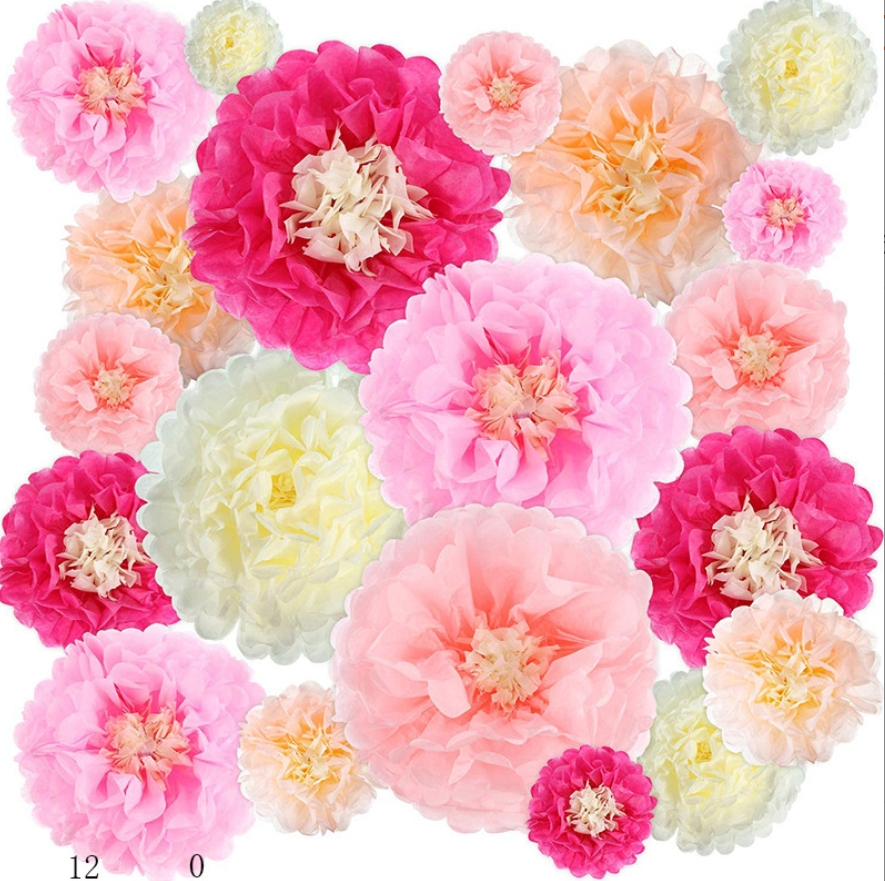 Tissue Paper Flowers Paper Pom Poms  (1)